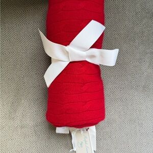 Ralph Lauren Red Cable Knit Cashmere Baby Blanket NEW